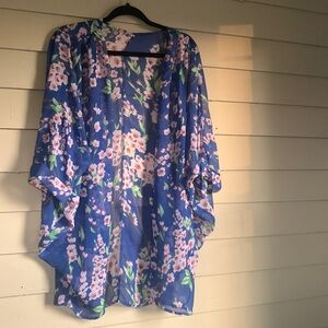 Sheer kimono mesh floral